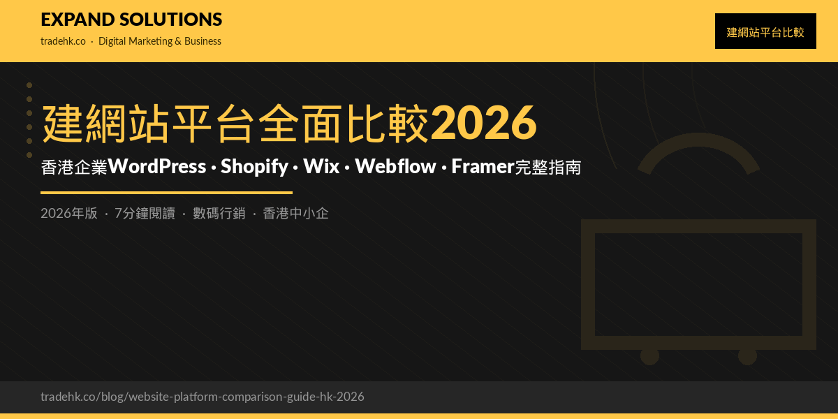 建網站平台全面比較2026｜香港企業WordPress、Shopify、Wix、Webflow、Framer完整指南｜eXpand Solutions